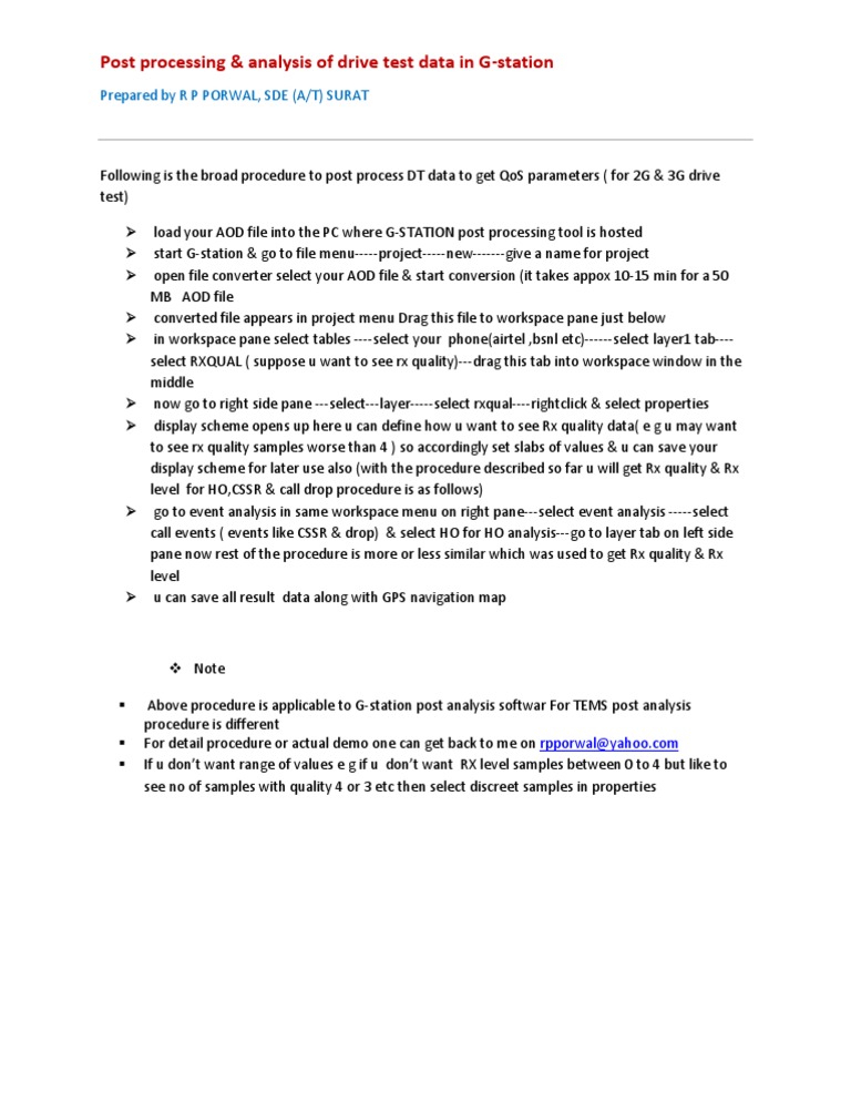 Post-Processing Drive Test Data Guide | PDF