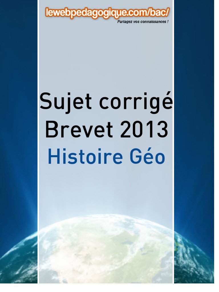 Corrige Brevet 2013 Histoire Geographie Education Civique France Union Europeenne
