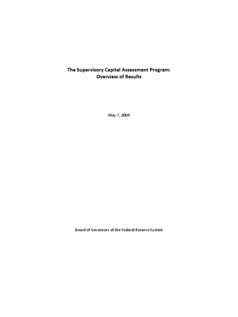 Supervisory Capital Assessment Program (SCAP) Results | PDF | Banking ...