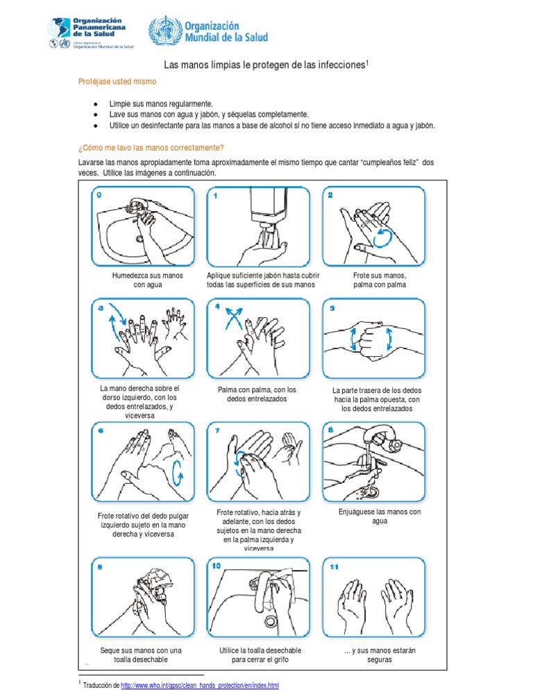 Pasos para un correcto lavado de manos | PDF | Estudios de idiomas ...
