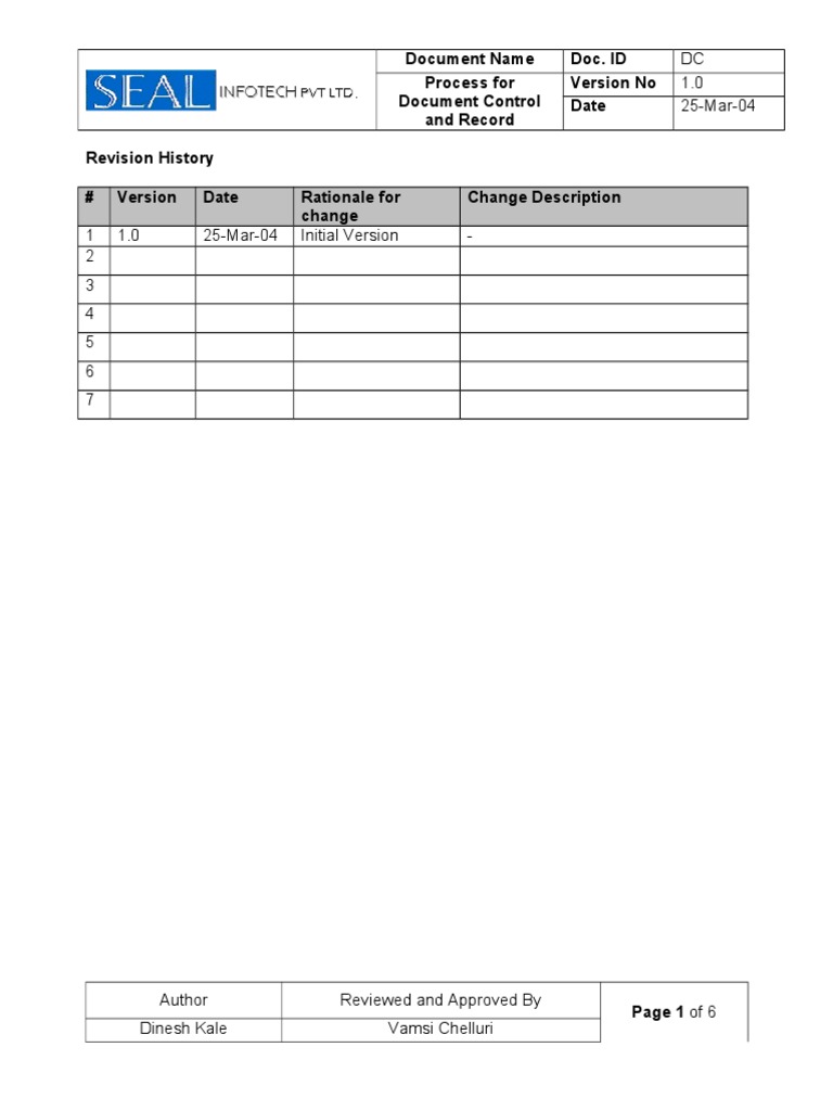 Process For Document Control & Record | PDF | Quality Management ...