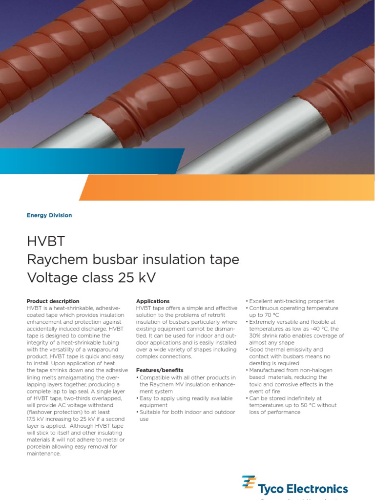 HVBT - Bus Bar Insulation Tape - 25 KV | PDF | Insulator (Electricity ...