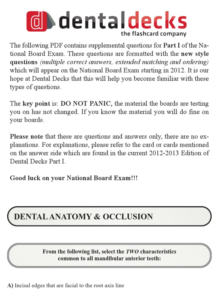 Questions (Multiple Correct Answers, Extended Matching and