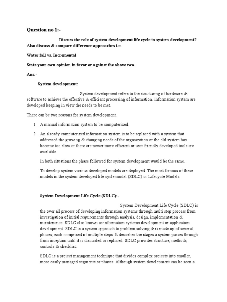Waterfall vs Incremental SDLC Analysis | PDF | Software Development ...