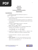 Class XII Mathematics Continuity and Differentiability Chapter Notes Key Definitions