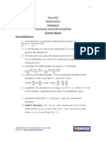 Class XII Mathematics Continuity and Differentiability Chapter Notes Key Definitions