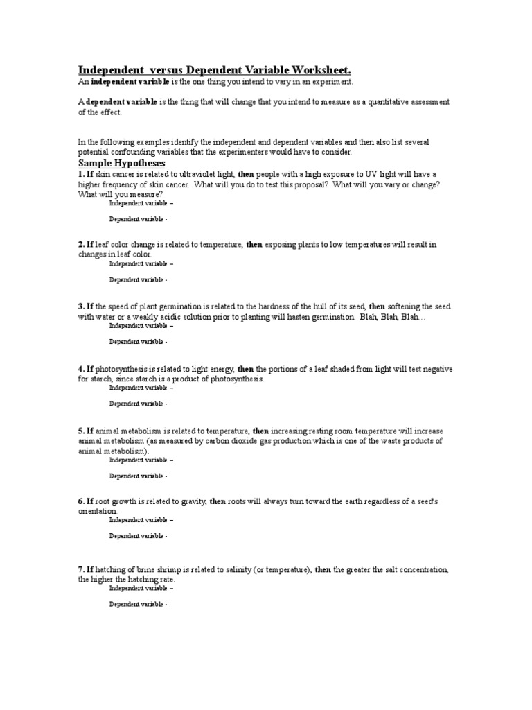 Worksheets Independent Vs Dependent Variable Worksheet independent and dependent variable worksheet photos toribeedesign pictures vs worksheet