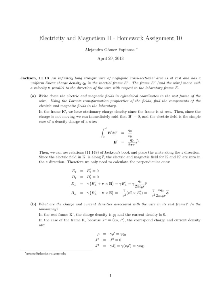 Electricity and Magnetism II - Jackson Homework 10 | PDF | Dipole | Physics