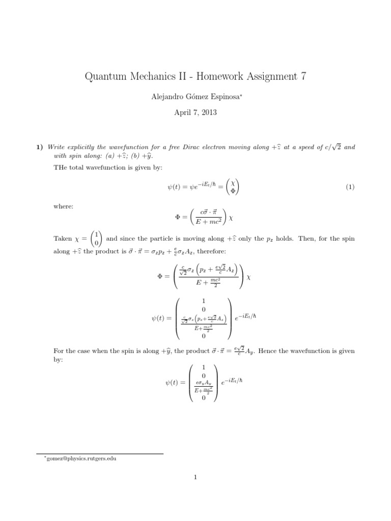 Quantum mechanics homework solutions picture