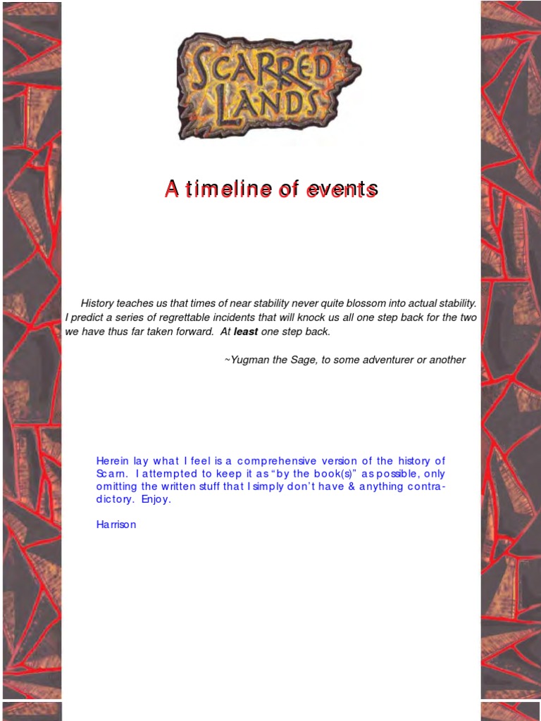 Scar N Timeline Revised | PDF | Elf (Dungeons & Dragons) | Festival