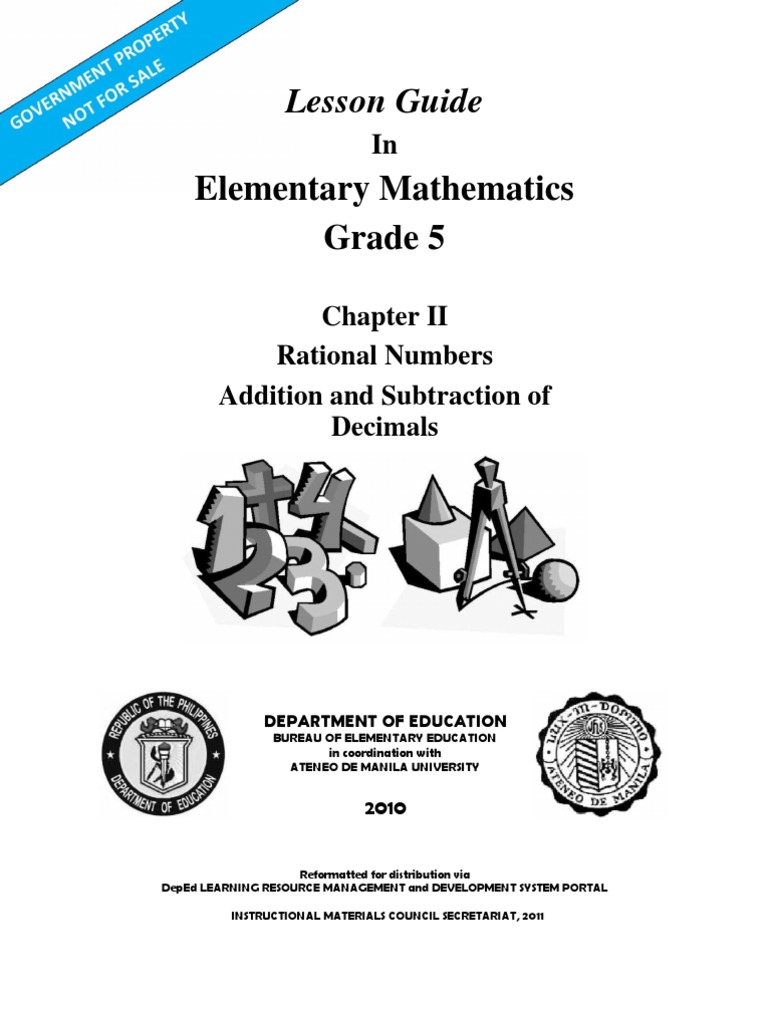LG MATH Grade 5 - Ratl - Nos.add - Sub - Dec. v2.0 | PDF | Subtraction ...