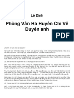 Phỏng Vấn Hà Huyền Chi Về Duyên anh