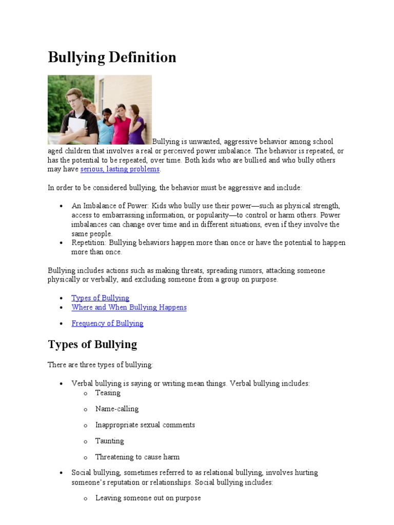 Bullying Definition | PDF | Bullying | Social Institutions