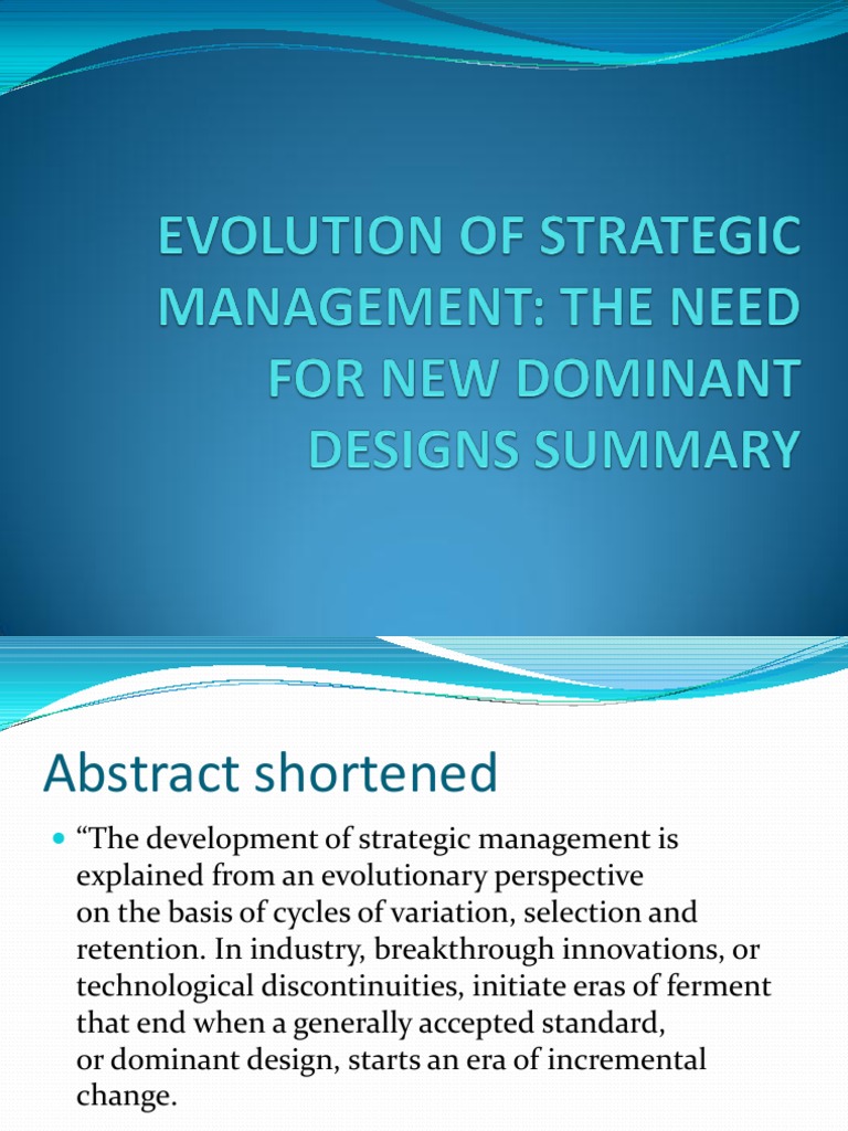 Dominant designs essay picture