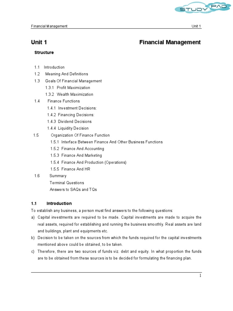 financial management mba assignment
