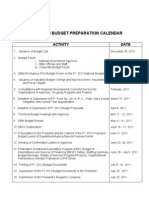 Fy 2012 Budget Preparation Calendar: Activity Date