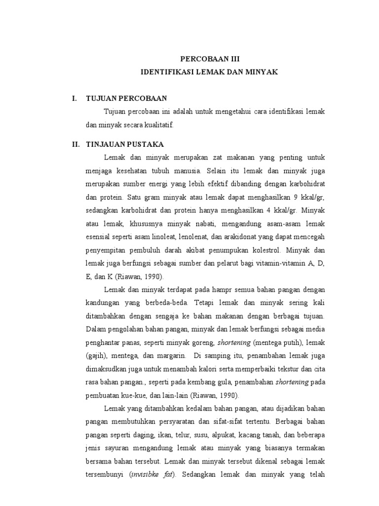 Identifikasi Lemak Dan Minyak | PDF