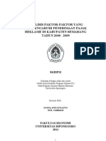 Download Analisis Faktor Yang Mempengaruhi Penerimaan Pajakr Eklame Di Kabuaten Semarang Tahun 2000-2009 by martatisa SN150881870 doc pdf