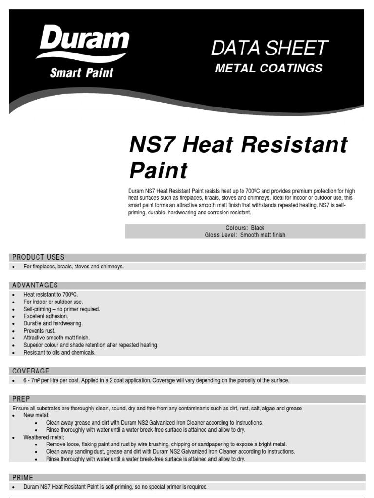 Heat Resistant Paint Datasheet Rust Paint Free 30day Trial Scribd