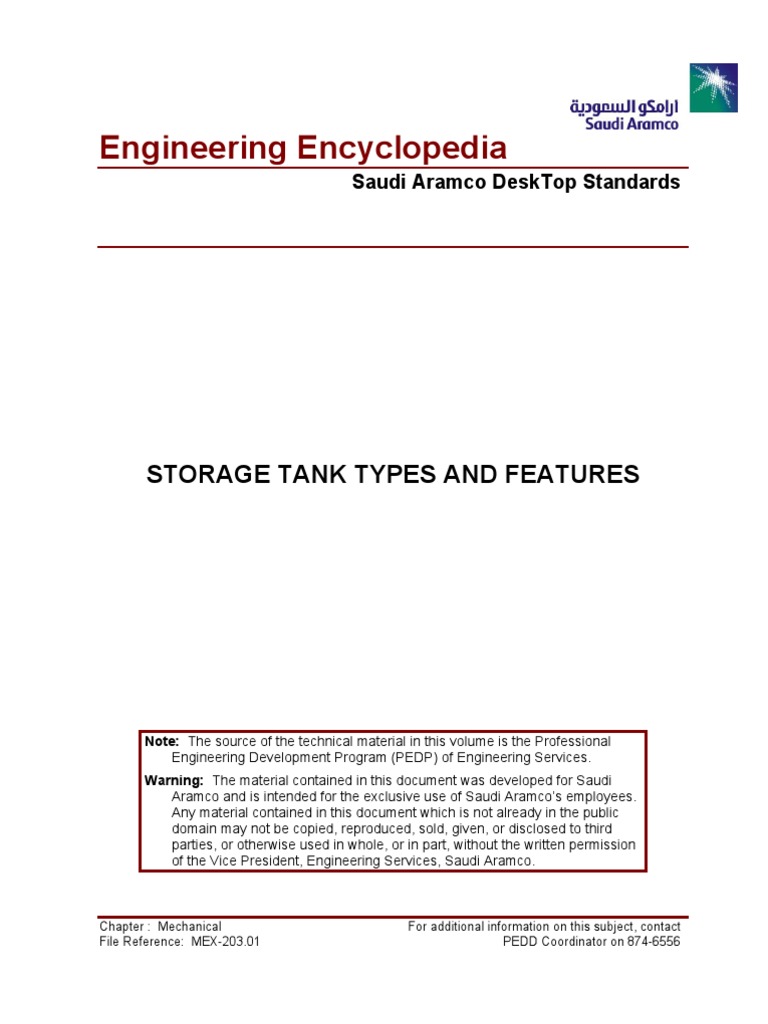 Storage Tank Types and Features PDF Specification (Technical
