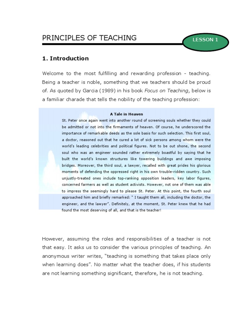 Teaching Principles and Strategies | PDF | Classroom | Teachers