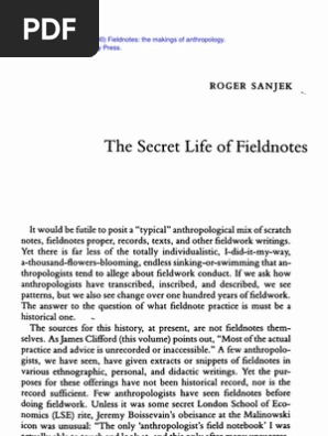 Roger Sanjek (1990) The Secret Life of Fieldnotes