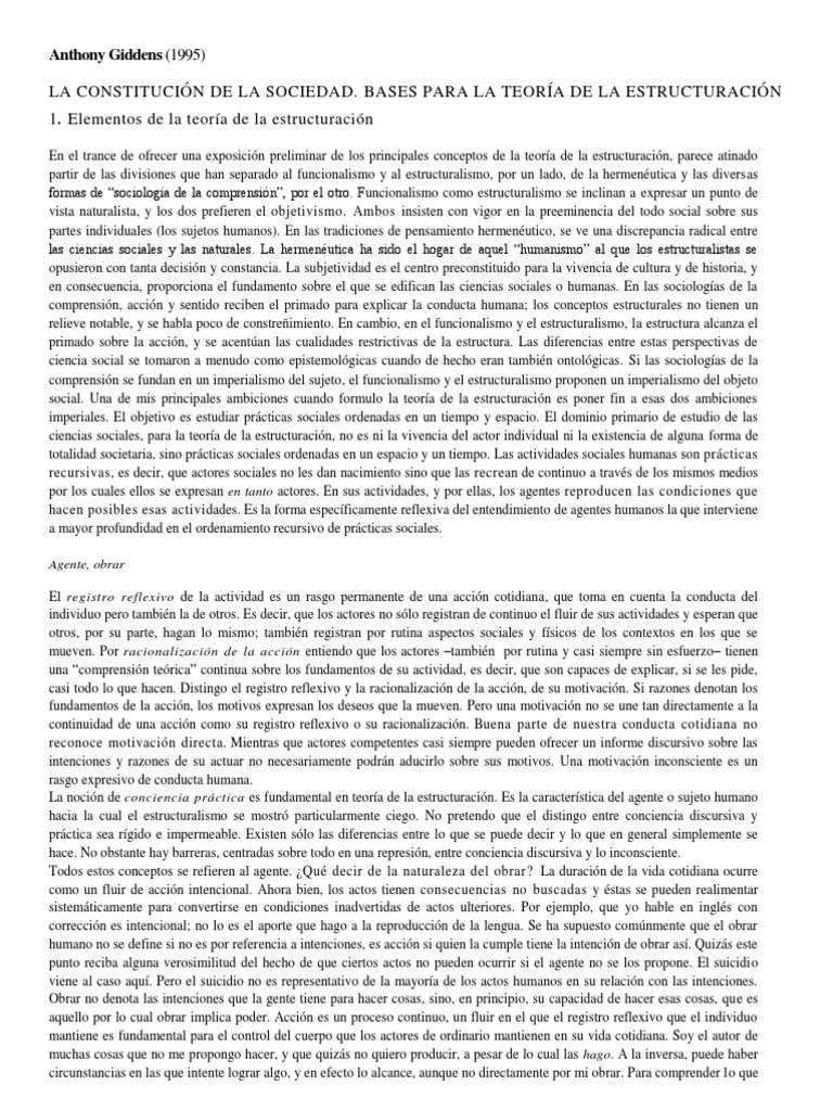 Anthony Giddens Sociologia Resumo Por Capitulos