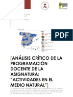 Análisis Crítico de La Programación Docente en Los 27 INEF Españoles de La Asignatura Actividades en El Medio Natural