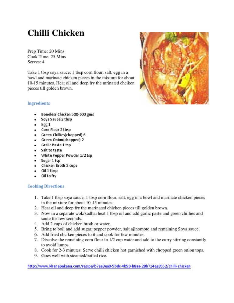 Chilli Chicken PDF | PDF