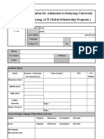 Application For Admission To Semyung University (Semyung ACE Global Scholarship Program)