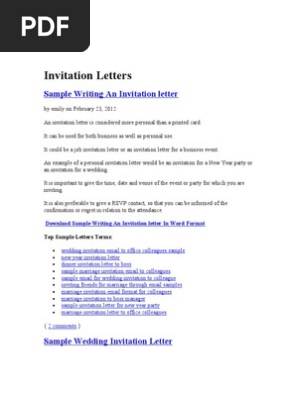 Invitation Letters