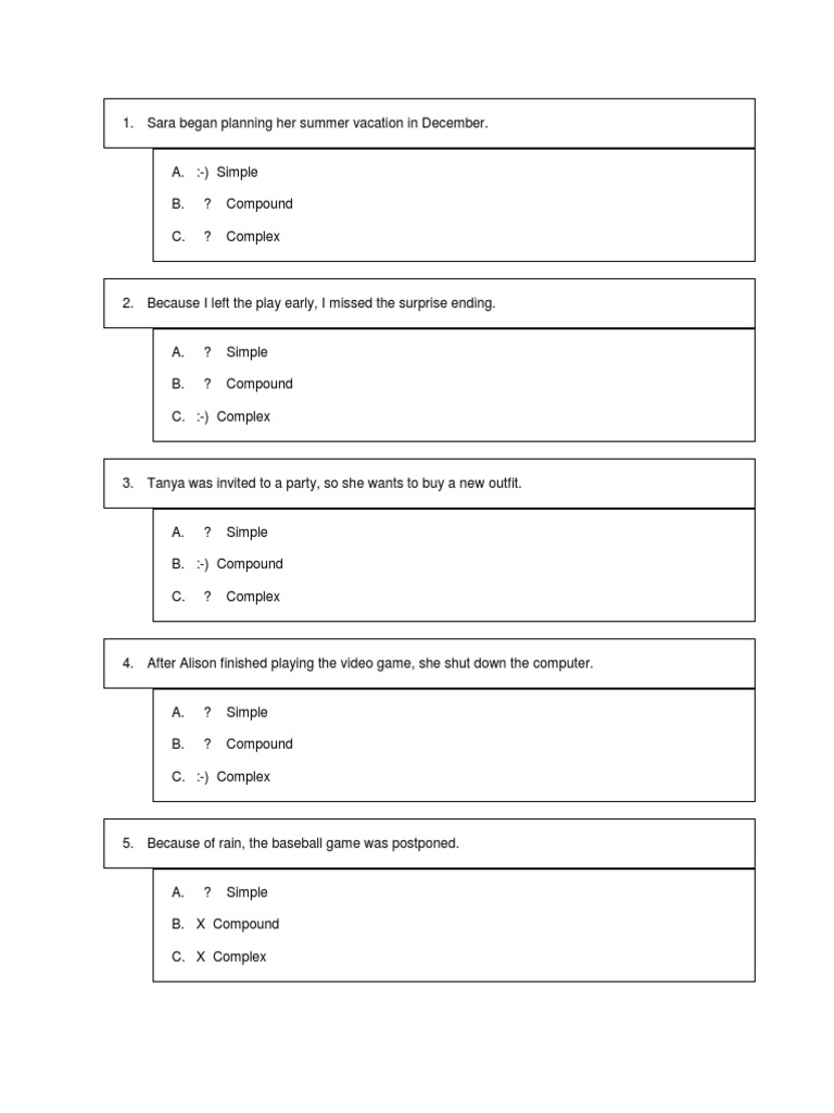 Types of Sentences Exercises