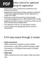 The Eligibility Criteria For Applicant Seeking FII Registration