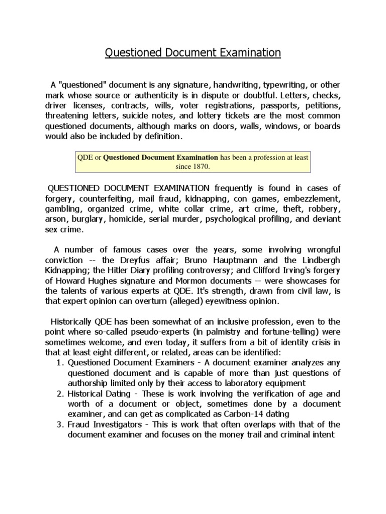 Key Personalities in QDE Analysis | PDF | Authentication | Graphology