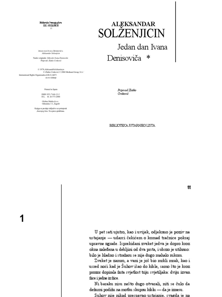 Aleksandar Solzenycin - Jedan Dan Ivana Denisoviča | PDF
