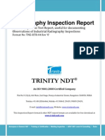Radiography Inspection NDT Sample Test Report Format