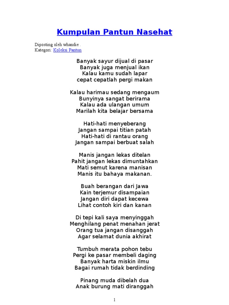 Kumpulan Pantun Nasehat