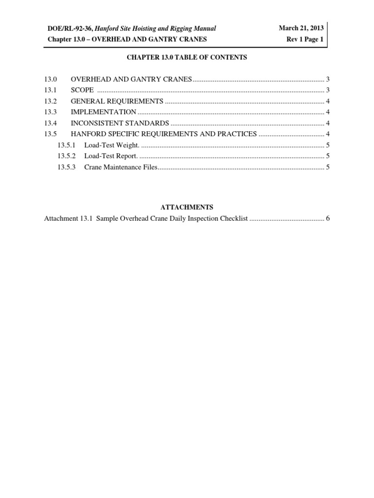 DOE/RL9236, Hanford Site Hoisting and Rigging Manual Chapter 13.0