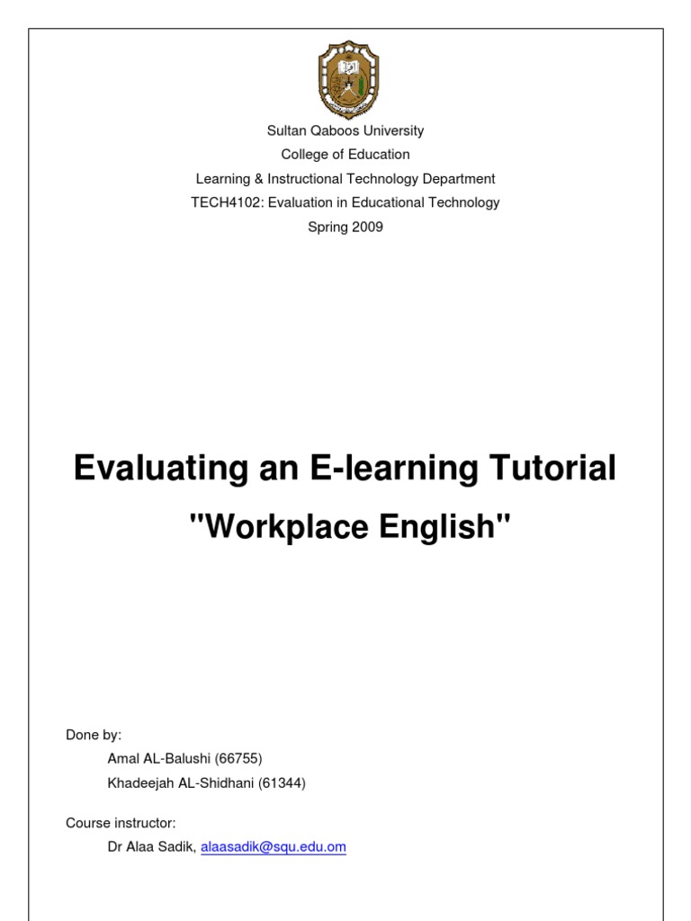 Evaluating E-Learning Tutorial | PDF | Standard Error | Educational ...