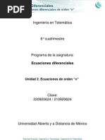 Ecuaciones Diferenciales. Unidad 2. Ecuaciones Diferenciales de Orden n - UNADM.