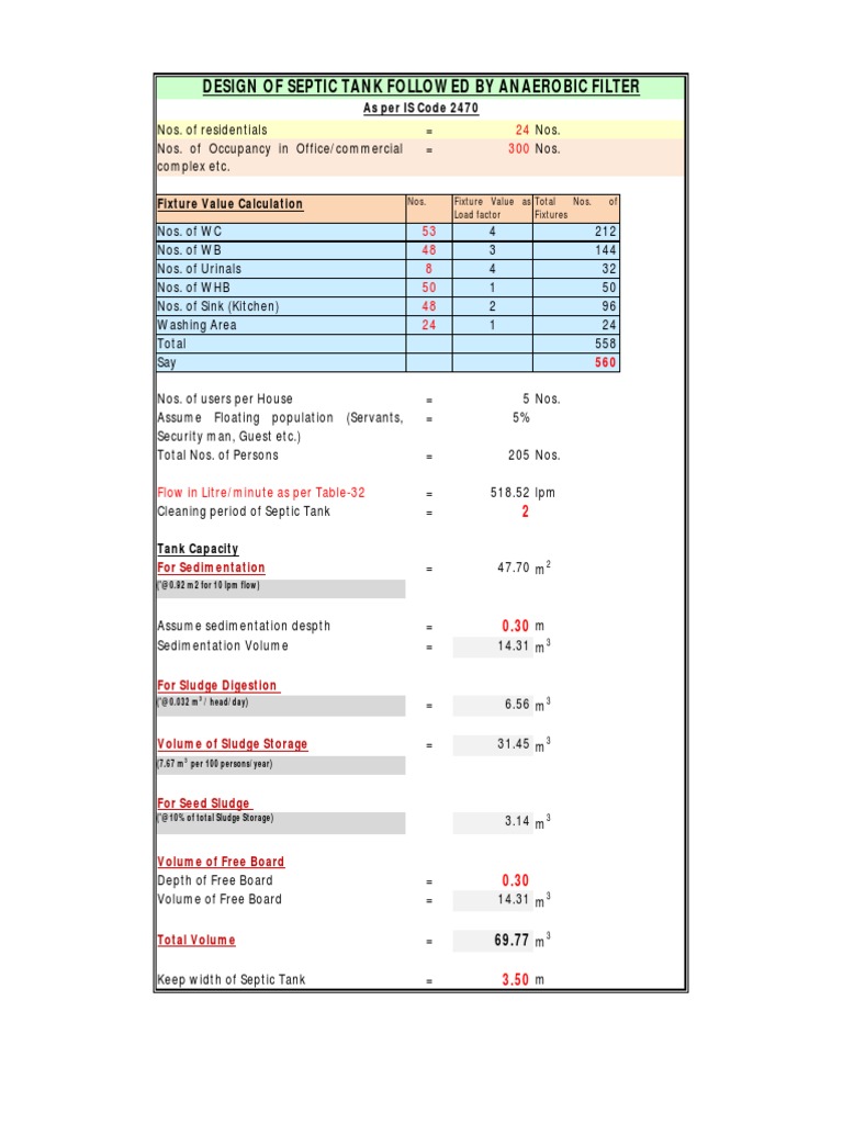 Septic Tank Design and Specifications | PDF