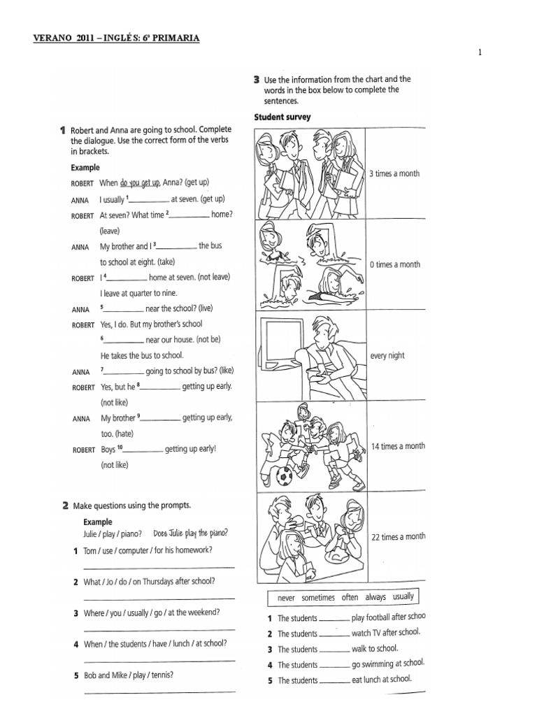 Ejercicios de Inglés 6º Primaria 2011 | PDF
