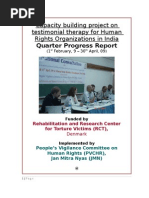 Download Last Quarter report of pilot project on testimony therapy by Peoples Vigilance Committee on Human rights SN15108740 doc pdf