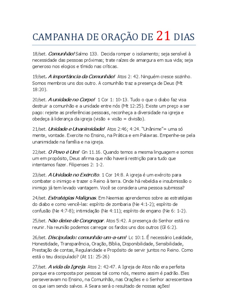 Campanha de Oração de 21 Dias | PDF | Oração | Eucaristia