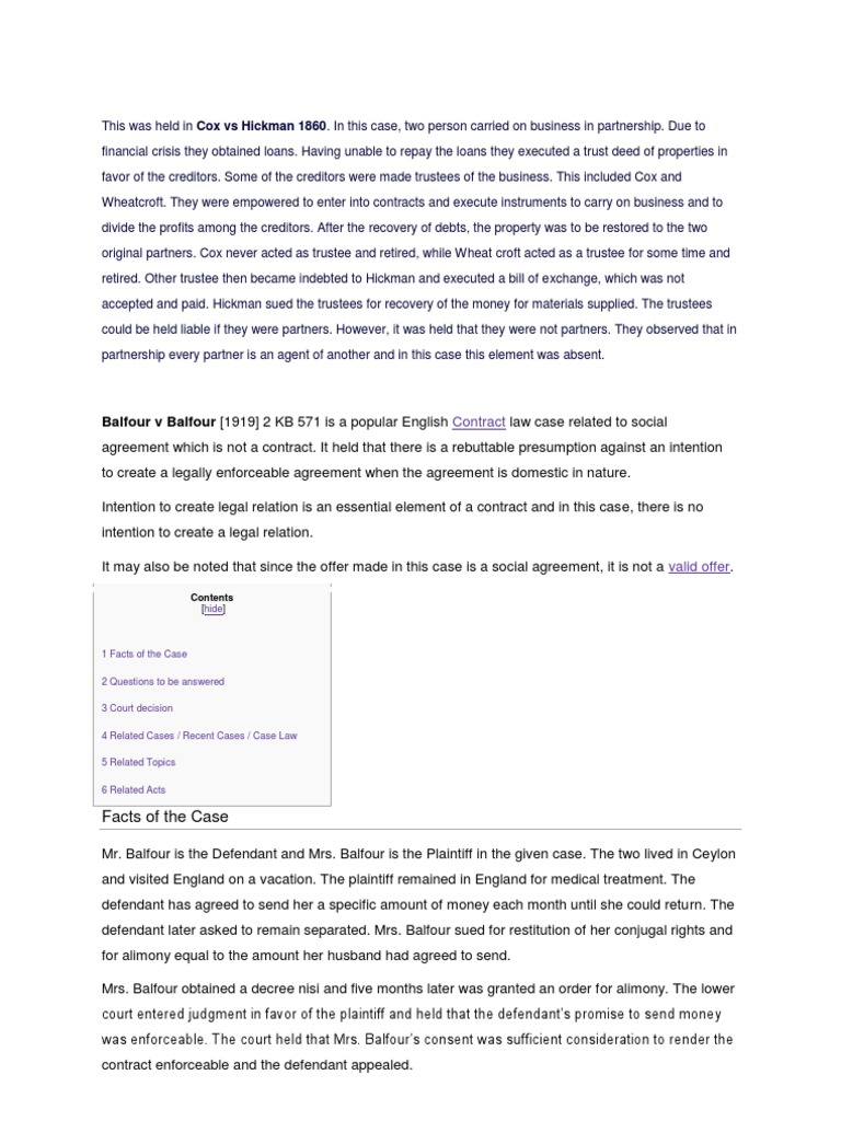 case laws Offer And Acceptance Partnership