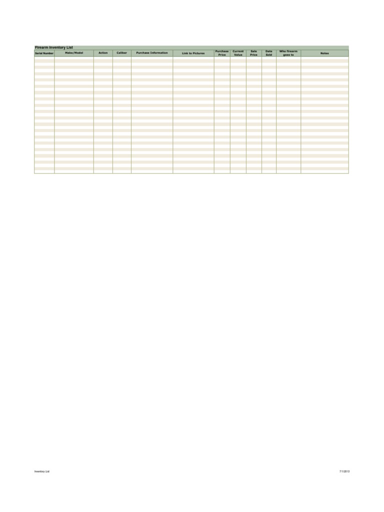 Firearm and Ammunition Inventory List | PDF