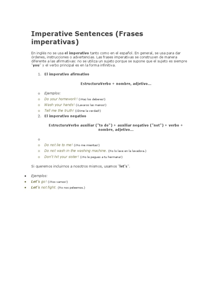 Frases Imperativas
