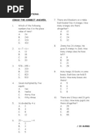 Soalan Mathematics PKSR 1 Year 2