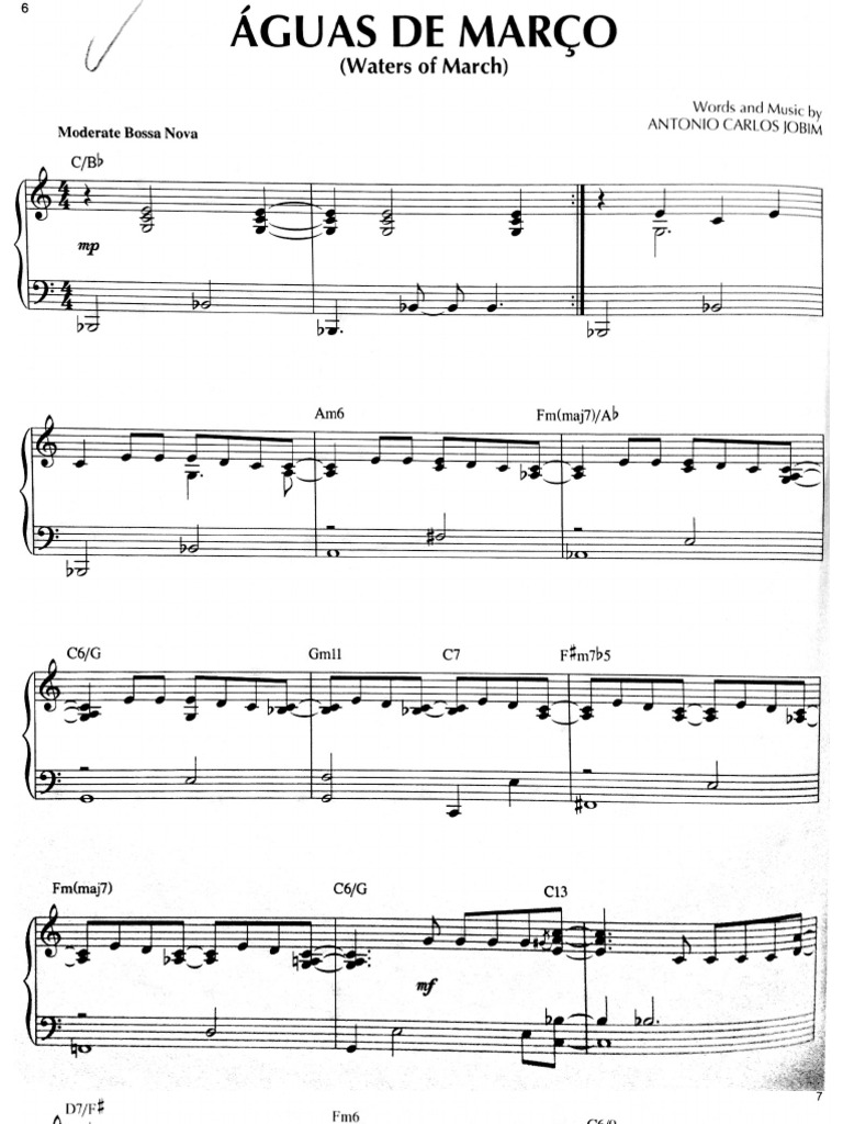Aguas de Marco Jazz Piano Score Jobim