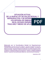 Informe Aplicacion Ley Aborto- 28 Sept- 2011- Coordinadora Estatal